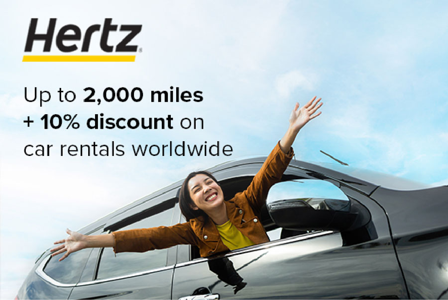 Special Offer from Hertz: Up to 2,000 Royal Orchid Plus Miles and 10%