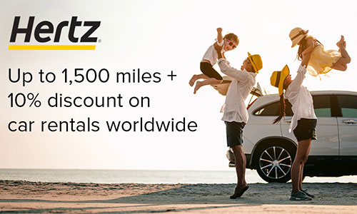 Enjoy up to 1,500 Royal Orchid Plus Miles and 10% off with HERTZ worldwide