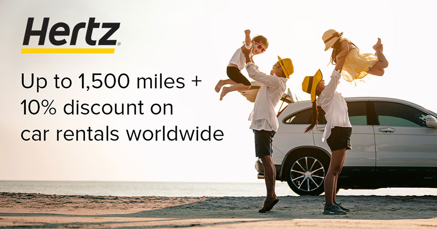 Enjoy up to 1,500 Royal Orchid Plus Miles and 10% off with HERTZ worldwide