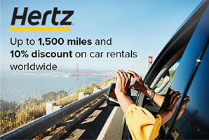 Earn up to 1,500 miles and 10% off with Hertz